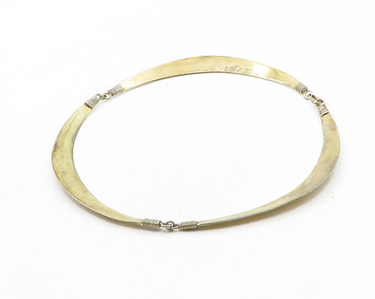 TAN BOGOTA 925 Silver  Vintage Wire Wrapped Curved Bar Chain Necklace  NE1911