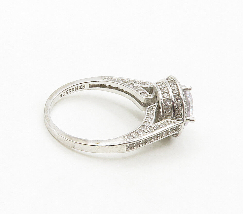 925 Sterling Silver  Sparkling Cubic Zirconia Dome Band Ring Sz 7  RG16359