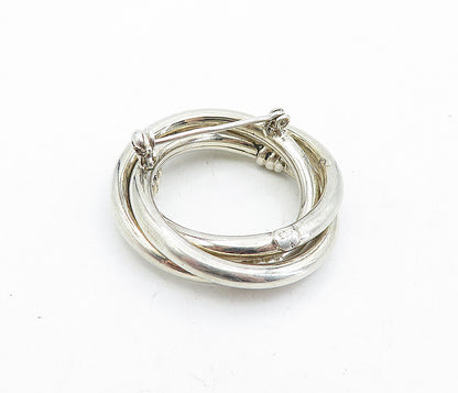 925 Sterling Silver  Vintage Fluted Detail Open Circles Brooch Pin  BP1491