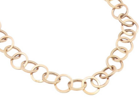 925 Sterling Silver Vintage Necklace Gold Plated Interlinked Cutout Rings NE4432