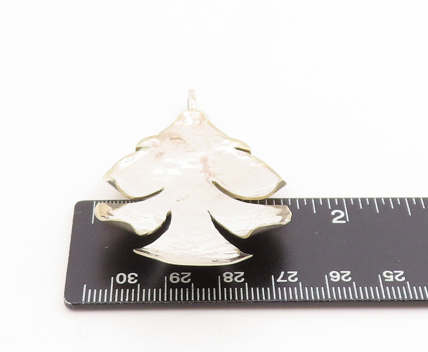 925 Sterling Silver Vintage Pendant Modernist Hammered Leaf Locket  PT25286