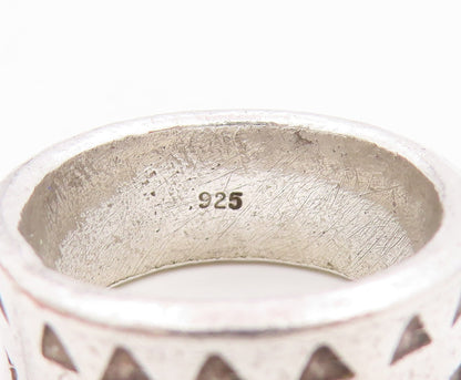 925 Sterling Silver Vintage Ring Etched Geometric Triangle Cutout  Sz 7  RG34153