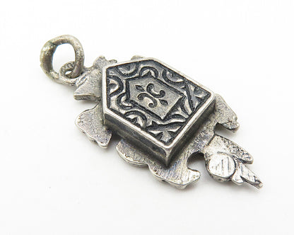 925 Sterling Silver  Vintage Dark Tone Cuckoo Clock Motif Pendant  PT8146