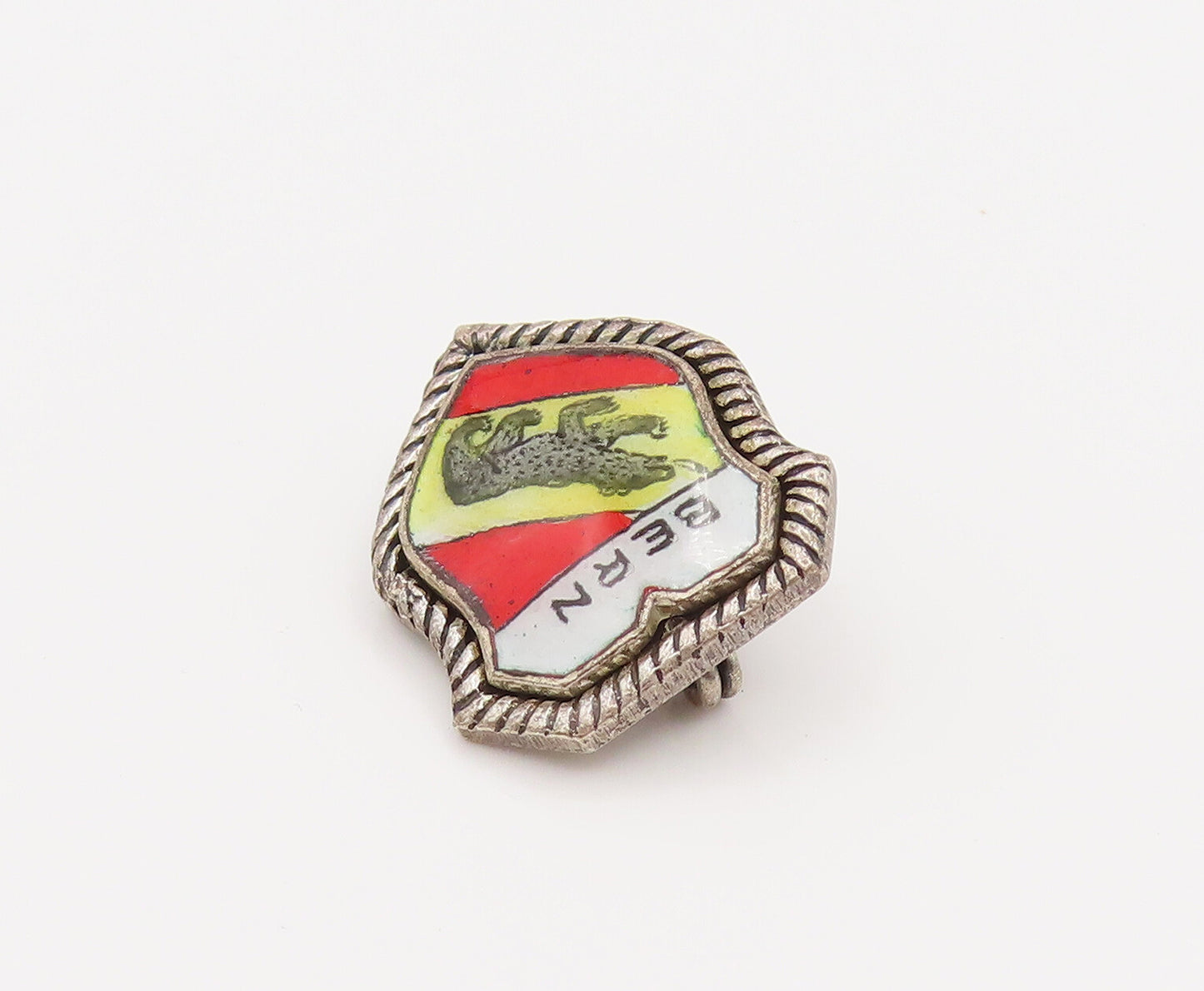 925 Sterling Silver  Vintage Enamel Bern Coat Of Arms Crest Brooch Pin BP10145