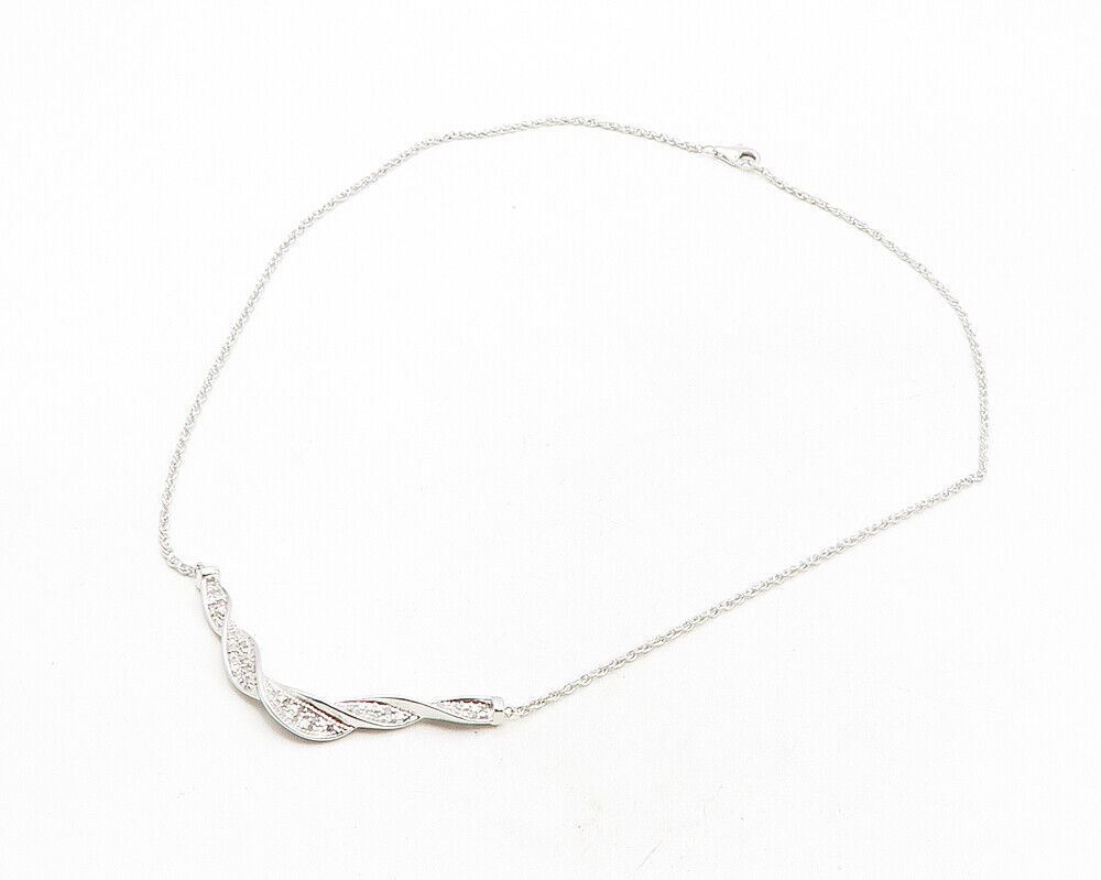 925 Sterling Silver  Genuine Diamonds Shiny Twist Chain Necklace  NE1941