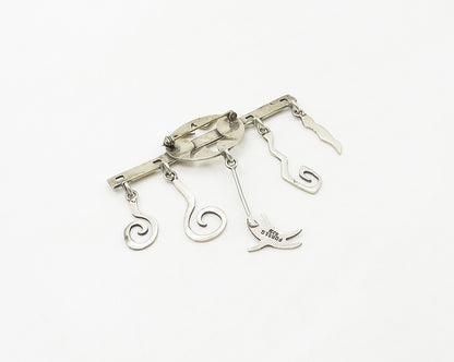 FORBES 925 Sterling Silver  Vintage Shiny Swirl Charms Brooch Pin  BP7034