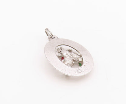 925 Sterling Silver Vintage Pendant Gemstone Cutout Christmas Bells  PT24565