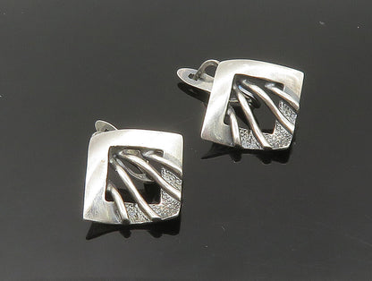 EUROPEAN 925 Sterling Silver  Vintage Shiny Textured Drop Earrings  EG11560