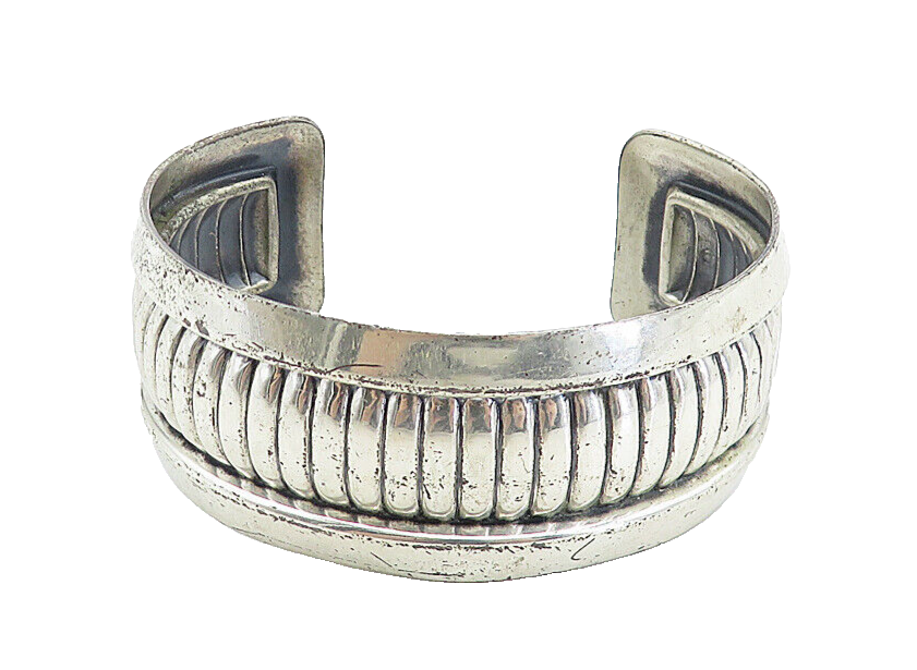 POST BELL TRADING 925 Sterling Silver  Vintage Fluted Cuff Bracelet  BT3199