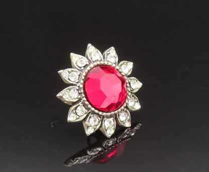 MMA 925 Silver  Vintage Antique Floral Rhinestones Stud Earrings  EG11938