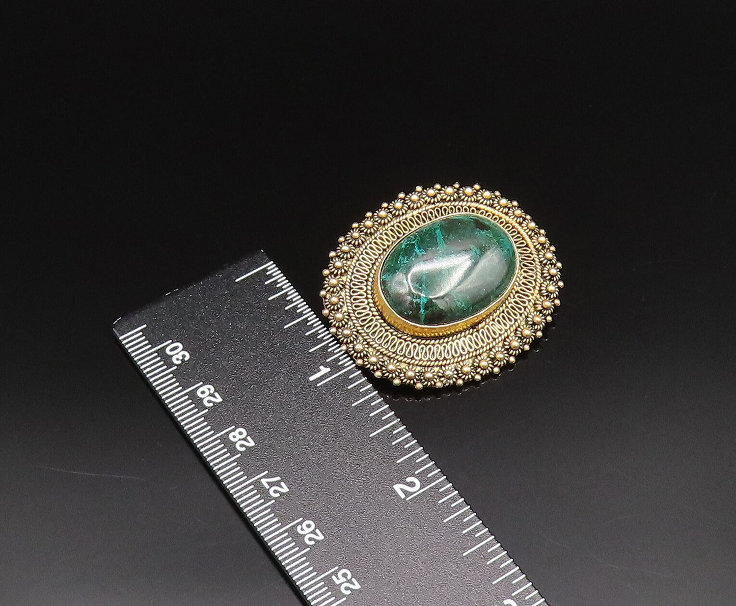 ISRAEL 925 Sterling Silver Vintage Oval Eilat Beads & Wire Brooch Pin  BP9809