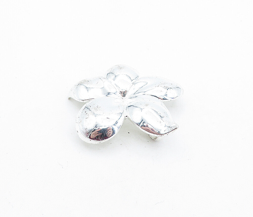 925 Sterling Silver  Shiny Polished Single Flower Motif Pendant  PT4649