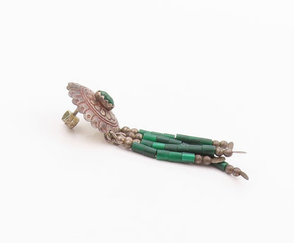 925 Sterling Silver Vintage Earrings SOUTHWESTERN Oval Turquoise Dangles EG13486