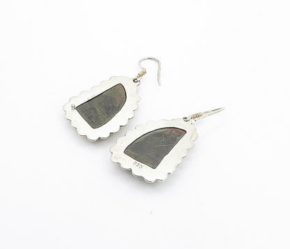 925 Sterling Silver  Vintage Agate Dangle Wavy Twist Dangle Earrings  EG3139