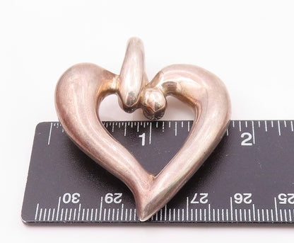 925 Sterling Silver  Vintage Open Puffy Floating Love Heart Pendant  PT20751