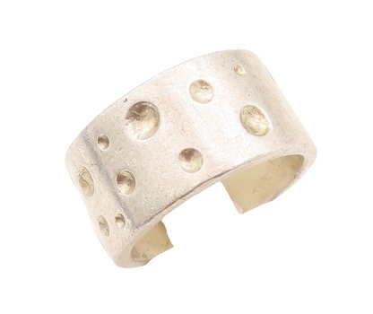 925 Sterling Silver Vintage Ring Solid Bubbles Carved Broad Band  Sz 7  RG31449