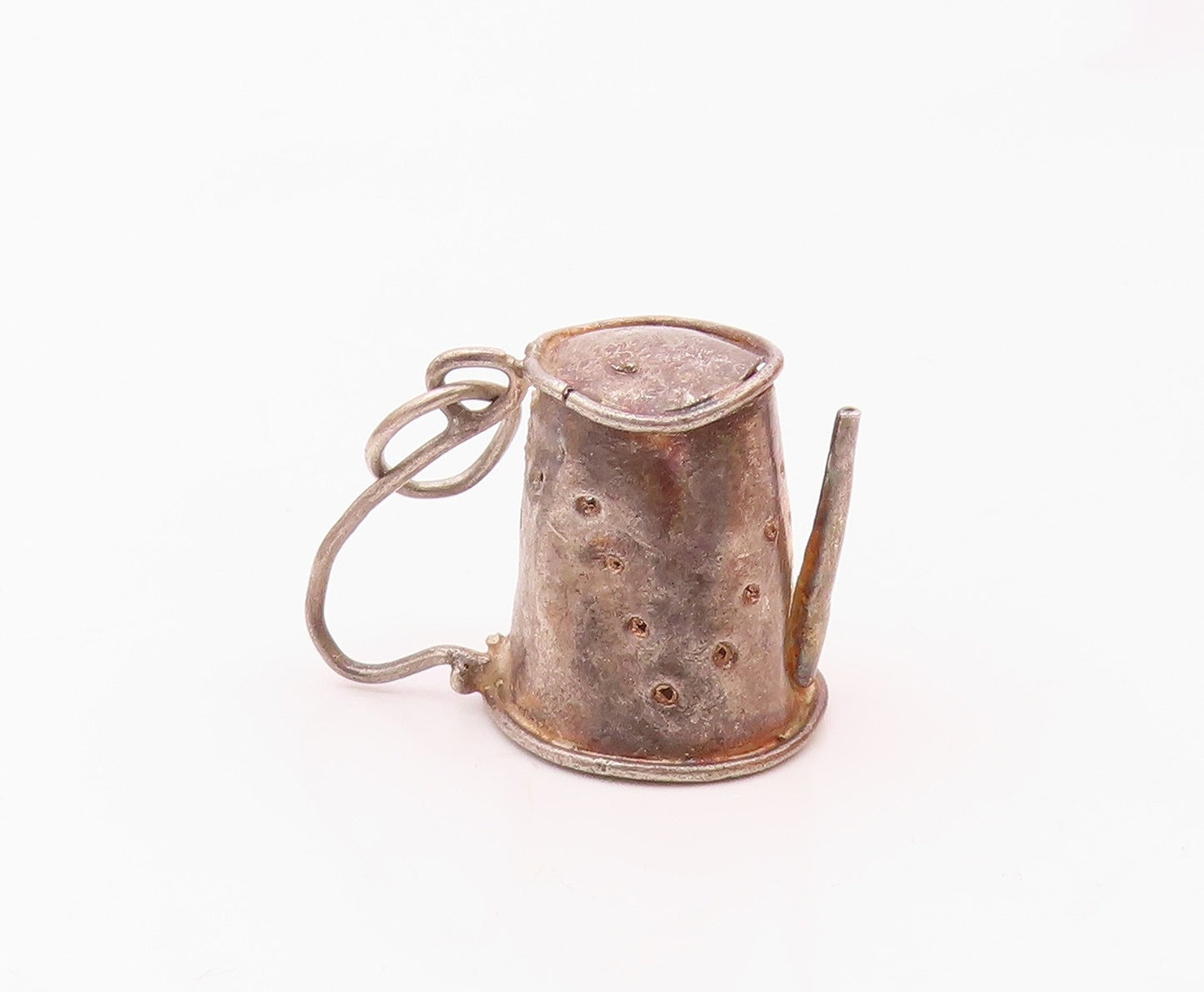 925 Sterling Silver  Vintage Garden Watering Can Motif Pendant  PT18608