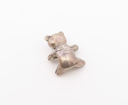 925 Sterling Silver  Vintage Petite Dark Tone Teddy Bear Pendant  PT17874