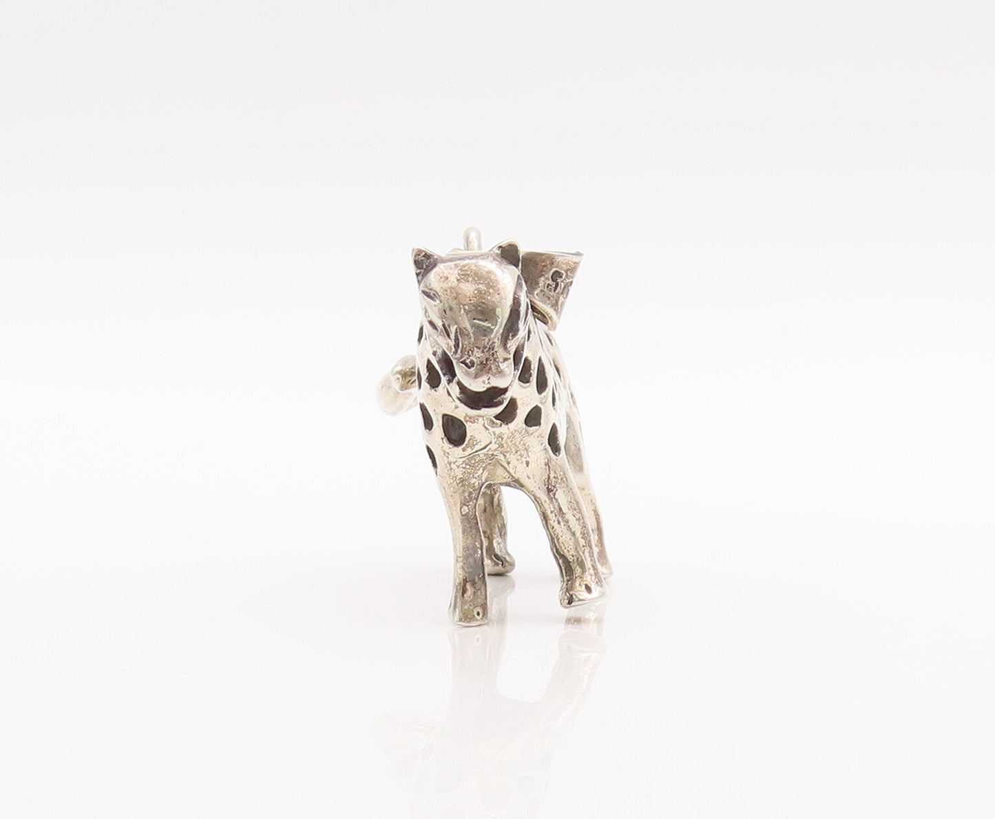 925 Sterling Silver Vintage Pendant Solid 3d Carved Patched Leopard  PT23232