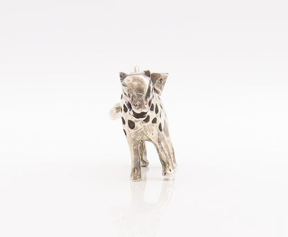 925 Sterling Silver Vintage Pendant Solid 3d Carved Patched Leopard  PT23232
