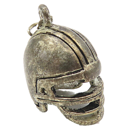 925 Sterling Silver  Vintage Dark Tone Football Helmet Sports Pendant  PT6683