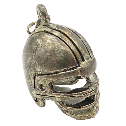 925 Sterling Silver  Vintage Dark Tone Football Helmet Sports Pendant  PT6683
