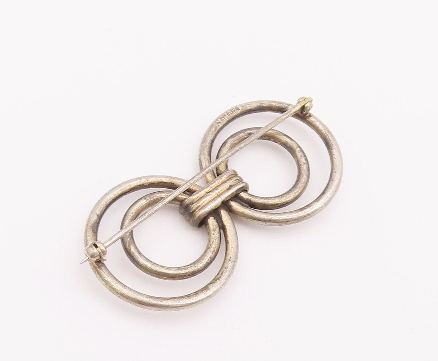 925 Sterling Silver Vintage Brooch Pin Brutalist Symmetric Circles  BP10760