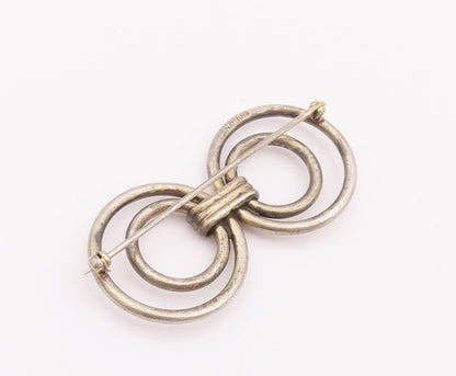 925 Sterling Silver Vintage Brooch Pin Brutalist Symmetric Circles  BP10760