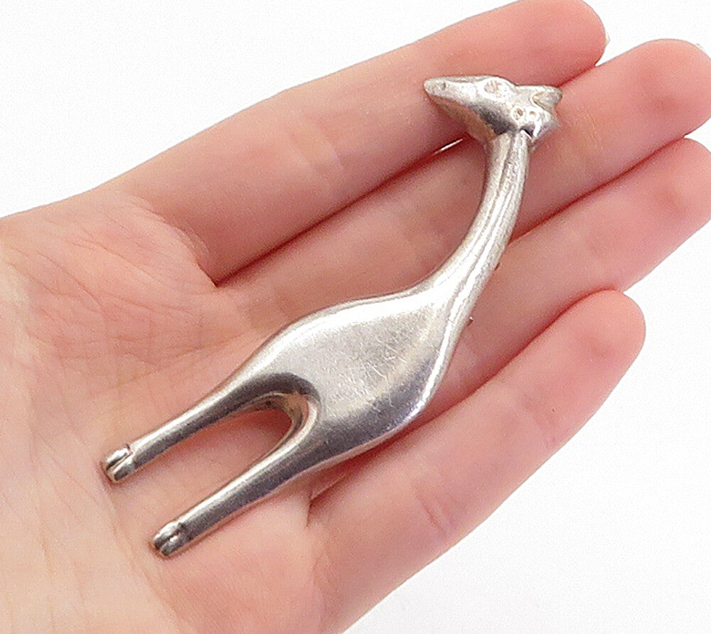 925 Sterling Silver  Vintage Smooth Hollow Giraffe Animal Brooch Pin  BP2121