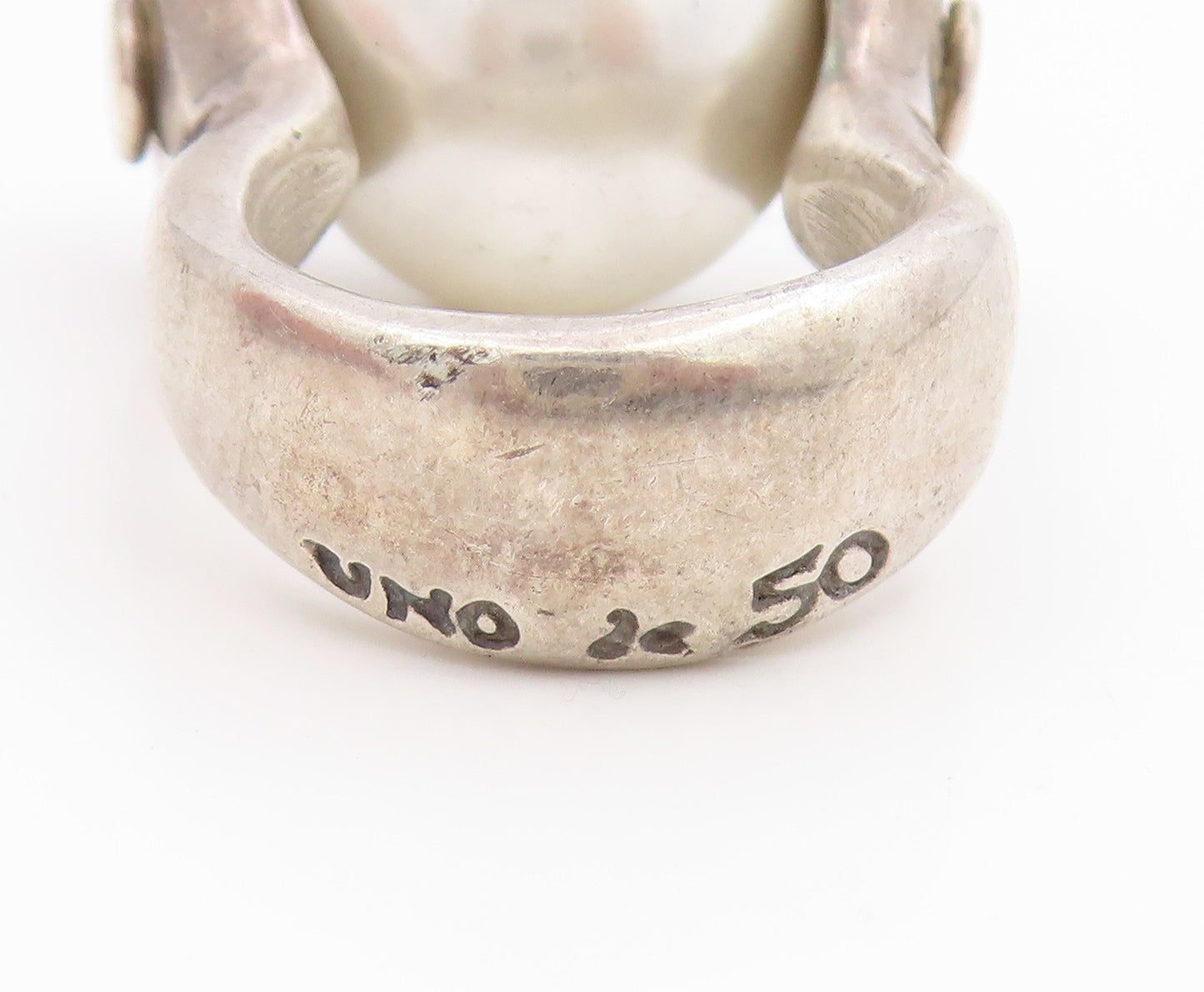 925 Sterling Silver Vintage Ring UNO DE 50 Modernist Pearl Band  Sz 7  RG35560
