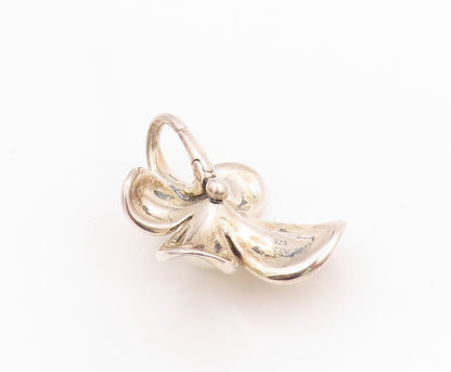 925 Sterling Silver Vintage Pendant ANN KING Pearl Orchid Floral Blossom PT24746
