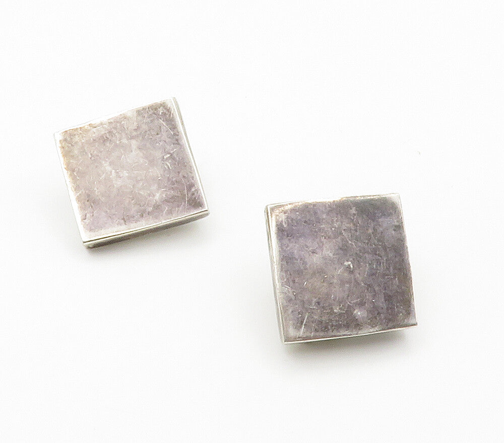 MEXICO 925 Silver  Vintage Minimalist Square Non Pierce Drop Earrings  EG7648