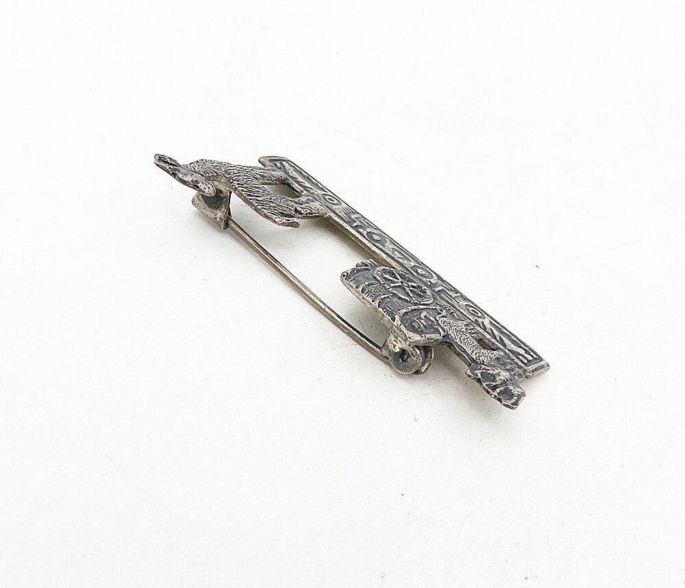 925 Sterling Silver  Vintage Antique Petite Alpaca Carriage Brooch Pin  BP3127