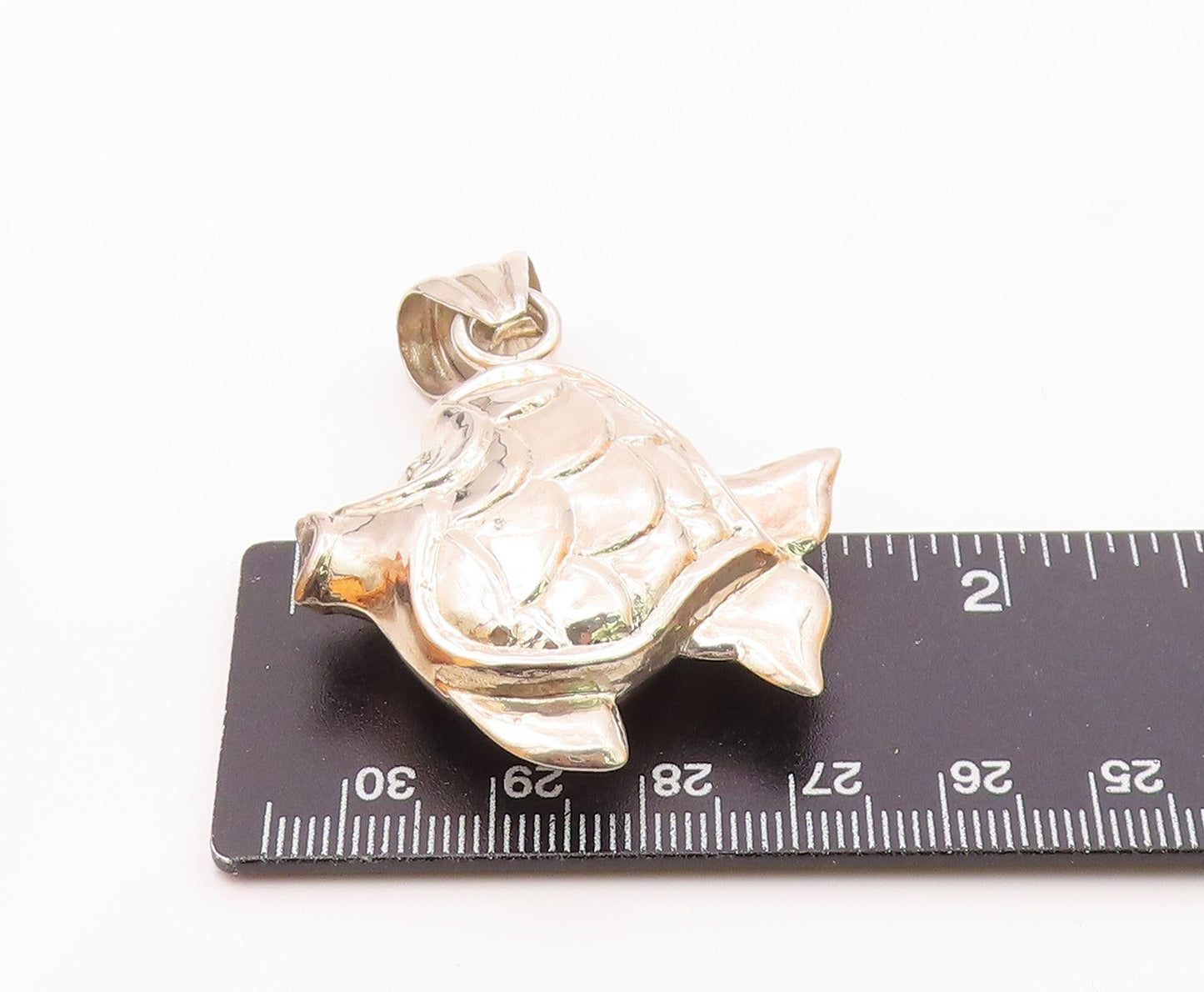 925 Sterling Silver  Vintage Shiny Hollow Fish Drop Pendant  PT17607