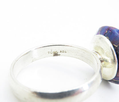 925 Sterling Silver  Faceted Purple Jasper Shiny Cocktail Ring Sz 7  RG8048