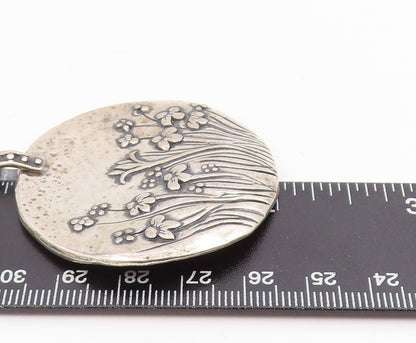 925 Sterling Silver Vintage Pendant SHABLOOL Carved Floral Medallion  PT25731