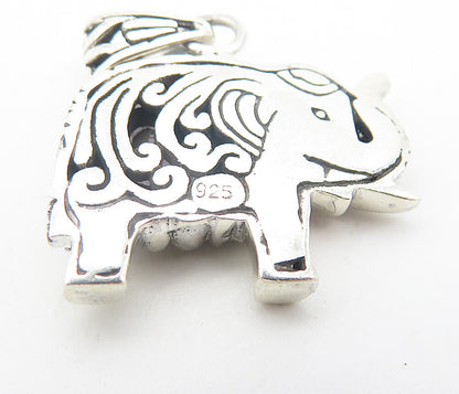 925 Sterling Silver  Vintage Amethyst Swirl Elephant Motif Pendant  PT6204