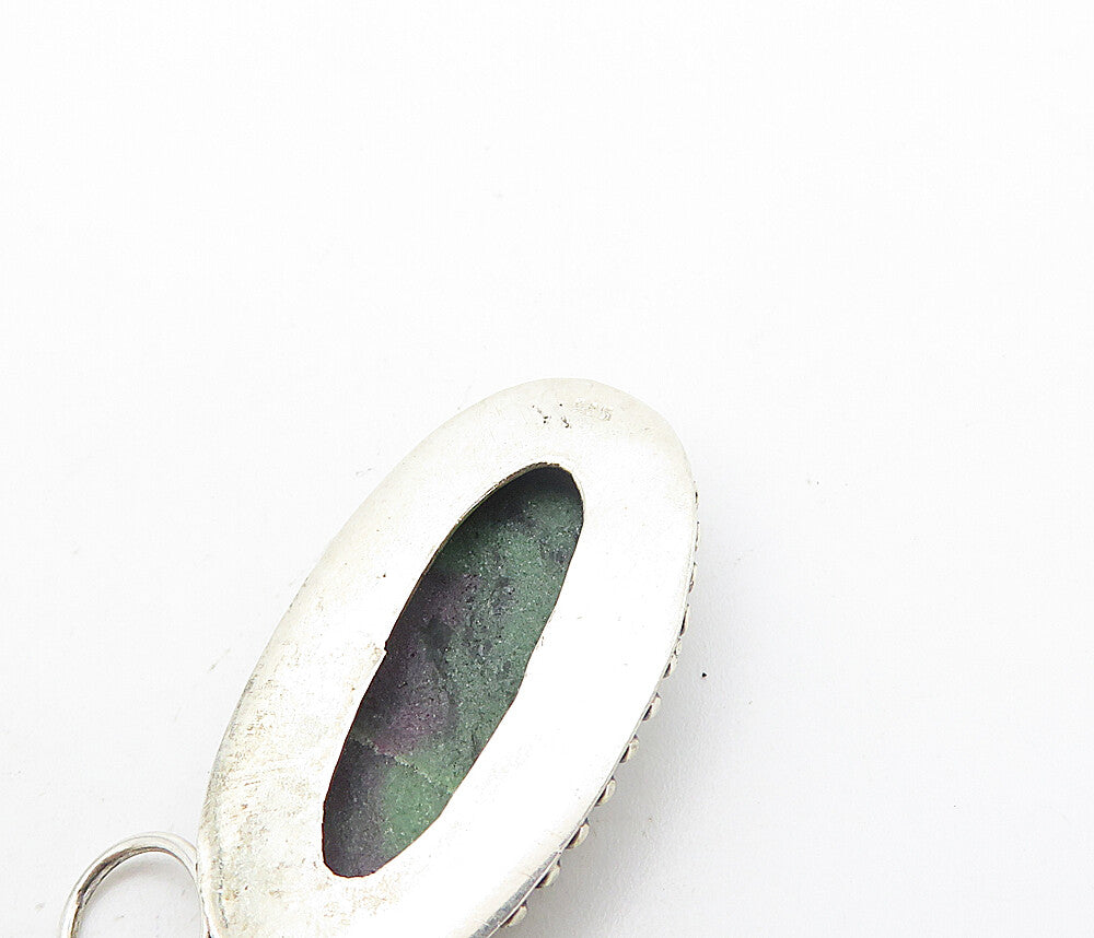 925 Sterling Silver  Vintage Purple Jasper Twist Oval Dangle Earrings  EG3598