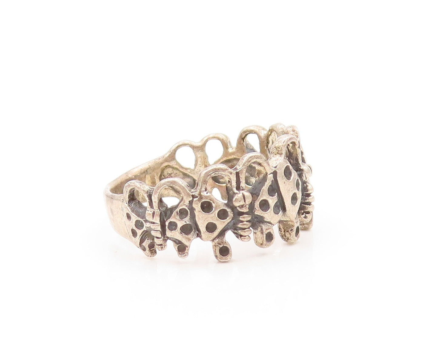925 Sterling Silver Vintage Ring Dark Tone Cutout Butterfly  Sz 6  RG31849