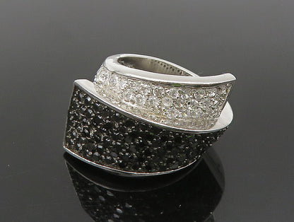 925 Silver  Vintage Overlapping Sapphire & Cubic Zirconia Ring Sz 7  RG24503