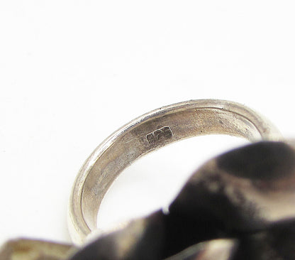 925 Sterling Silver  Vintage Sculpted Spring Flower Cocktail Ring Sz 5.5 RG3103
