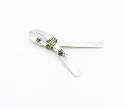 MEXICO 925 Sterling Silver  Vintage Two Tone Tied Ribbon Brooch Pin  BP2039
