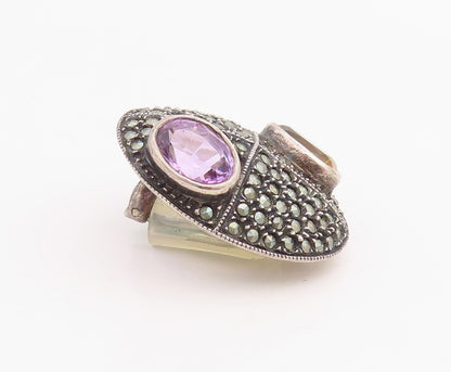 925 Sterling Silver Vintage Earrings JUDITH JACK Amethyst & Citrine  EG13946