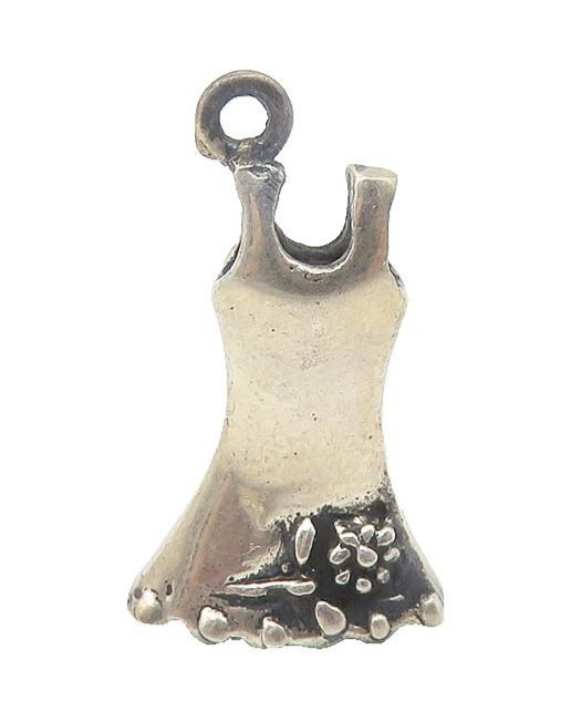 925 Sterling Silver  Vintage Dark Tone Floral Dress Motif Pendant  PT8758