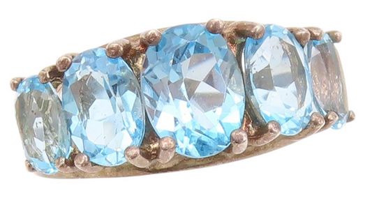 925 Sterling Silver Vintage Ring Antique Oval Cut Topaz Band  Sz 6  RG32935