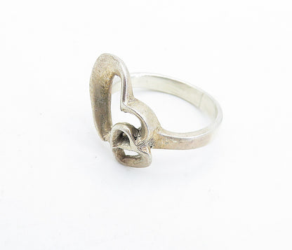 925 Sterling Silver Vintage Open Double Love Heart Band Ring Sz 6.5 RG6257