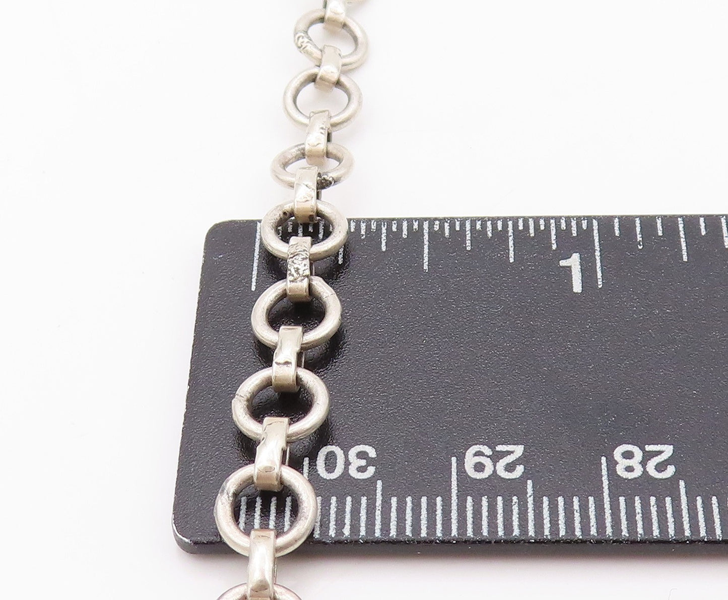 925 Sterling Silver Vintage Necklace Designer Sphere And Square Cutouts NE4529