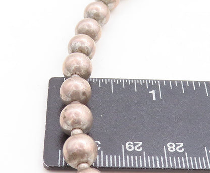 CAROLYN POLLACK 925 Silver  Vintage Dark Tone Smooth Beaded Necklace  NE2195