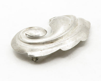 MONET 925 Sterling Silver  Vintage Single Floral Leaf Swirl Brooch Pin  BP4810