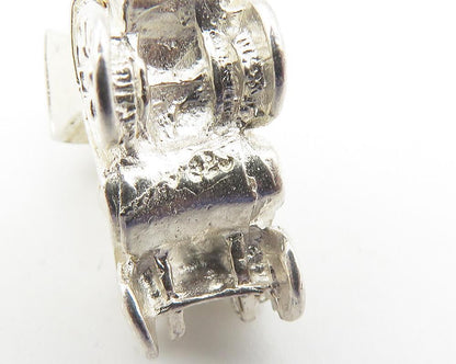 925 Sterling Silver  Vintage Shiny Old Fashioned Carriage Pendant  PT8139